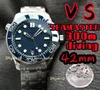 Vs Luxury Men's Diving Watch 300m dykning alla stilar, 42 mm. 8800 Automatisk mekanisk rörelse, keramisk ram, stålblå 210.30.42.20