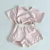 Rompers Summer Baby Olde Girls Simple Plaid Shorksleared Fit Suit Cool Childrens Coll Top Short Shorts Style 230427