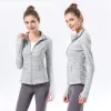 LU- 001 Femmes Yoga Tenue Veste De Sport Col Montant Demi-Fermeture Éclair Manches Longues Serré Yogas Chemise Gym Pouce Athtic Manteau Vêtements De Gymnastique