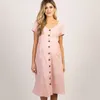 Maternity Dresses Button Pocket Maternity Dresses Pregnant Women Office Casual Clothes Cotton Summer Female Plus Size Pregnancy Dress Graduation 230428