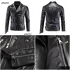 Heren lederen faux aowofs jassen zwarte motorfiets pp skl klinknagels rits slim fit gewatteerde punk jas biker jas 5xl drop levering verschijnen Dhnmg