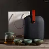 Teaware Sets Tea Set Travel Combo 1 Pot Three Cups Bubble Ceramic Portable Storage Bag Glass Teapot Bucket