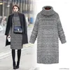 Women's Sweaters Turtleneck Knitted Winter Dresses For Women 2023 Fall Bodycon White Sexy Solid Color High Street Woolen Warm Dress