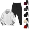 Running Sets Mens Fashion Casual Half Zip Sweatshirt Solid Color Two Piece Pocket Sweater Winter Suit Tuxedo Shawl Lapel