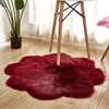 Teppiche RAYUAN Blumenform Kunstwolle Schaffell Haariger Teppich Faux Matte Sitzpolster Fell Einfarbig Fluffy Tapetes Weicher Teppich 90CM