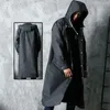 Imperméables 1pc imperméable long noir imperméable hommes manteau de pluie trench veste à capuche randonnée en plein air