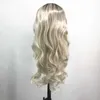 Perucas sintéticas peruca centro divisão grande onda longo cabelo encaracolado ffy estilo tingido cabelo longo moda fibra sintética peruca capa