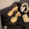 Yüksek Topuklu Slingbacks Kanal Moda Ayakkabıları Orijinal Deri Açık Resmi Tıknaz Topuk Sandalet Bale Daireler Ayakkabı Mirasçı Tasarımcı Kadın