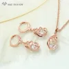 Hochzeit Schmuck Sets S Z Spiral Hohl Wasser Tropfen Baumeln Zirkon Ohrringe 585 Rose Gold Farbe Schmuck Set Für Frauen geschenk Antiallergie Eardrop 231127