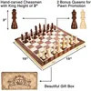 Schaakspellen 39CM magnetisch houten schaakspel 2 extra koninginnen opklapbaar bord Handgemaakt draagbaar reisschaakbordspelsets Beginnersschaakset 231127