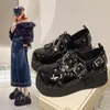 Robe chaussures femmes mode boucle sangle grosse plate-forme pompes en cuir verni fond épais gothique femme punk talons Mary Jane