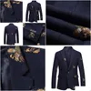 Mens Suits Blazers Bee Embroidery Blazer Slim Fit Mascino Abiti Uomo Prom T ull för män Stylish Suit Jacket1 Drop Delivery Apparel CL OTGVB