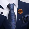 Cravates de luxe pour hommes, 8cm, mariage, en soie, Jacquard tissé, bague, broche, boutons de manchette, ensemble Hanky Dibangu