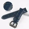 Assista Bandas Maikes Qualidade Genuine Leather Watch Strap 22mm 24mm 26mm Moda Azul Relógio Acessórios Pulseira para Homens Mulheres 231128