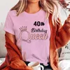 Camiseta 40th aniversário rainha feminina t camisa 40 anos de idade roupas de festa senhoras streetwear gráfico t presente do dia das mães esposa namorada topo