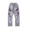 2024 Mens Designers Calças Mulheres Pantsl Hellstar Studios Lavado Chama Laranja Calças Sweatpants Homens Jogger Moda Hip Hop Street Calças Casuais 516