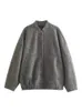 Damesjassen TRAF Bomberjack Y2K Streetwear in bovenkleding Tweed voor dames Knoop imitatiewol en mengsels 231127