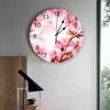 Zegary ścienne akwarela sakura różowy kwiat wystrój domu