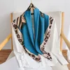 Scarves 90CM Silk Scarf Women Leopard Zebra Print Hand Painting Square Scarves Spain Echarpes Foulards Femme Wrap Bandana Large Hijab J230428