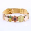 Bedelarmbanden Europees merk 10 mm roestvrijstalen riem met ananas kralen voor vrouwen mode zomer fruit stijl sieraden cadeau