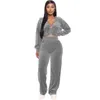 Running Set Korean Velvet Women Sportswear Tracksuit Outfit Loose Wide Leg Sweatpant Hoodie Jacket Jogger Fitness Workout Casual Set