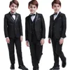 Ensembles de vêtements 5pcs noir bambin garçons costumes mariage formel enfants costume smoking robe fête porte-bague 3-12 ans enfants messieurs