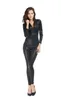 Women's Jumpsuits & Rompers Arrival Fashion Women Sexy Snake Skin Jumpsuit Faux Leather Catsuit Zipper Front Bodycon Overall Fetish CostumeW
