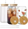 CA US Stock 16oz Mugs Single Wall SubliMation Glass kan formade koppar Tumbler Drinking Beer med bambu lock 0525