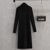 Повседневные платья EHQAXIN, осенне-зимнее женское платье-свитер с высоким воротником, 2023, свободное утолщенное теплое вязаное длинное женское платье L-4XL
