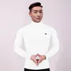 Herr t shirts 2023 koreansk stil långärmad t-shirt mode kausal turtleneck skjorta män fitness smal fit tshirts sportkläder