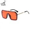 Sunglasses One Piece Men Women Fashion Shades UV400 Vintage Glasses Rivet Pilot Style Tint Ocean Lens Sun Brand Design