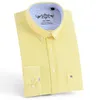 Camisas de vestido masculinas de manga longa masculina Oxford xadrez listrado de camisa listrada de patch frontal bolso de gola de botão regular de gola de botão grossa camisetas yyqwsj p230427