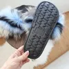 Terlik kürk doğal saç kabarık sevimli peluş bayanlar flip floplar yaz ev açık hava kaymaz aşınma dirençli düz sandalet 231127