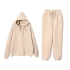 Women's Two Piece Pants Women Tracksuit Pieces Set Hooded Long Sleeve Pullover Sweatshirts Pencil Sports Draw String Loose Casual Letter