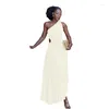 Vêtements ethniques 2023 été Sexy femmes africaines sans manches Polyester bleu jaune noir rouge longue robe Maxi robes pour
