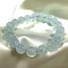 Strang Damen Herren Armband Natur Aquamarine Rund 11-12 mm Perlen 19 cm/Stück Nicht Glas Wirklich Kristall Für Geschenk Gefärbte Farbe