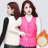 Women's Vests Insulated Cotton Vest Stylish Plus Size V-neck Warm Slim Fit Sleeveless Waistcoat For Fall Winter Quilted