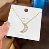 Pendant Necklaces Hollow Half Moon Star Zircon Chain Necklace Nimble Mother's Day Woman Wedding Family Friend Gift Jewelry