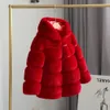 Jackets Girls Fur Coats Winter Solid Faux Rabbit Hooded Jacket for Babies Fashion Boy Thicken Warm Children's Clothing 231128