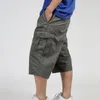 Мужские шорты 3/4 брюки Мужские летняя многоканальная мешковатая грузовая хлопковое хлопковод