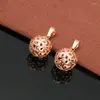 Kedjor Creative Design 585 Purple Gold Plated 14k Rose Hollow Ball Flower Pendant Halsband Classic Charm Ladies Jewelry