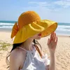 Hut mit breiter Krempe, Sommer, große Damen, Mesh, gestrickt, rund, UV-Schutz, 50 Sonnenblende, weich, faltbar, Outdoor-Strand-Sonnenkappe