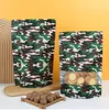 wholesale Sac d'emballage alimentaire de camouflage avec fenêtre épaissie sachet de thé Snack fruits secs boeuf séché scellé fermeture éclair sacs auto-scellants