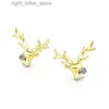 Stud Caoshi Dainty Antler Studörhängen för kvinnor Fashion Chic Gold Color Ear Stud Delicate Lady Dagliga bärbara smycken för kvinnlig YQ231128