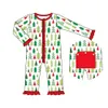 Kledingsets Baby Katoenen T-shirt met lange mouwen Ronde hals Bomen Prints Jongen Groene top Kleding en broek Pak Romper Kerst Familiepyjama 231128
