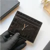 패션 디자이너 여성 카드 홀더 캐비어 크로코 램스킨 미니 지갑 순수한 색상 진짜 가죽 조약돌 질감 럭셔리 블랙 월레 3166