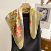 Écharbes 2023 mode 70 cm en coton lin imprimer floral carré écharpe femmes bandanas filles accessoires de bandeau de bande