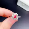 Cluster Rings Luxury Ruby Silver Ring For Party6mm 4mm Natural 925 Sterling Jewelry Gift Woman