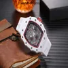 Diseñador Ri Mlies Relojes de lujo Relojes de aguja para hombre Reloj mecánico Seis hombres Casual Silicona Ghost Head Wine Barrel Marca suiza Reloj de pulsera deportivo