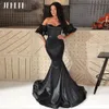 JEHETH ARABISKA SVARTA STRAPLESS SATIN SIMAIRAIT Aftonklänningar Löstagbara korta ärmar Sweetheart Prom Party Glows Robes